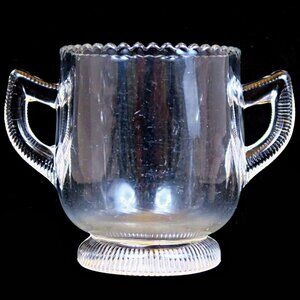 Indiana Tumbler & Goblet No 137 Pleat Band Spooner 1890s Greentown EAPG